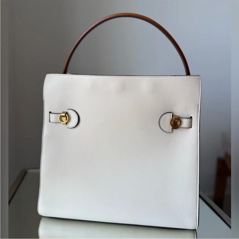 Like new Tory Burch Lee Radziwill Double
Bag Satchel New Cream $1,320 - Picture 3 of 9